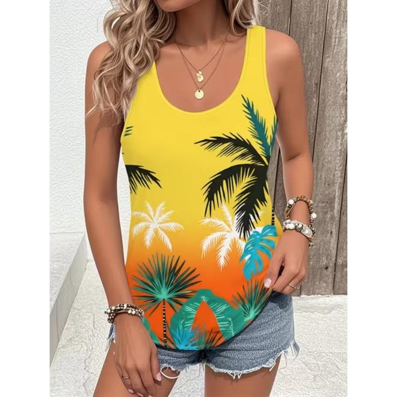 Summer Plus Size Sleeveless Camisole Vest Women 3D Printed O Neck Casual Self Simple Vest Tops