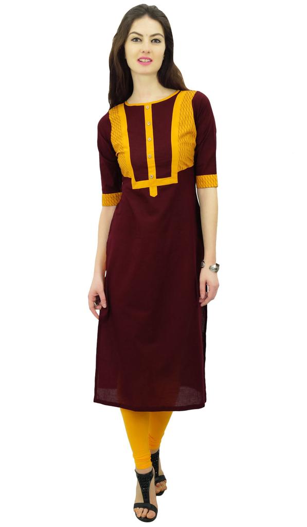 Phagun Women's Indian Ethnic Cotton Kurti Casual Wear Tunic Top Straight