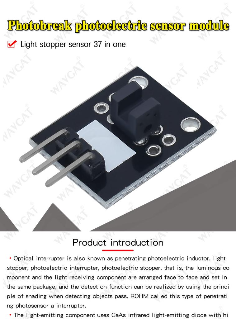 KY-010 Photoelectric Interrupt Sensor Module, Opposite-Type Optical Intercept Switch for Arduino & 37-in-1 Sensor Kit