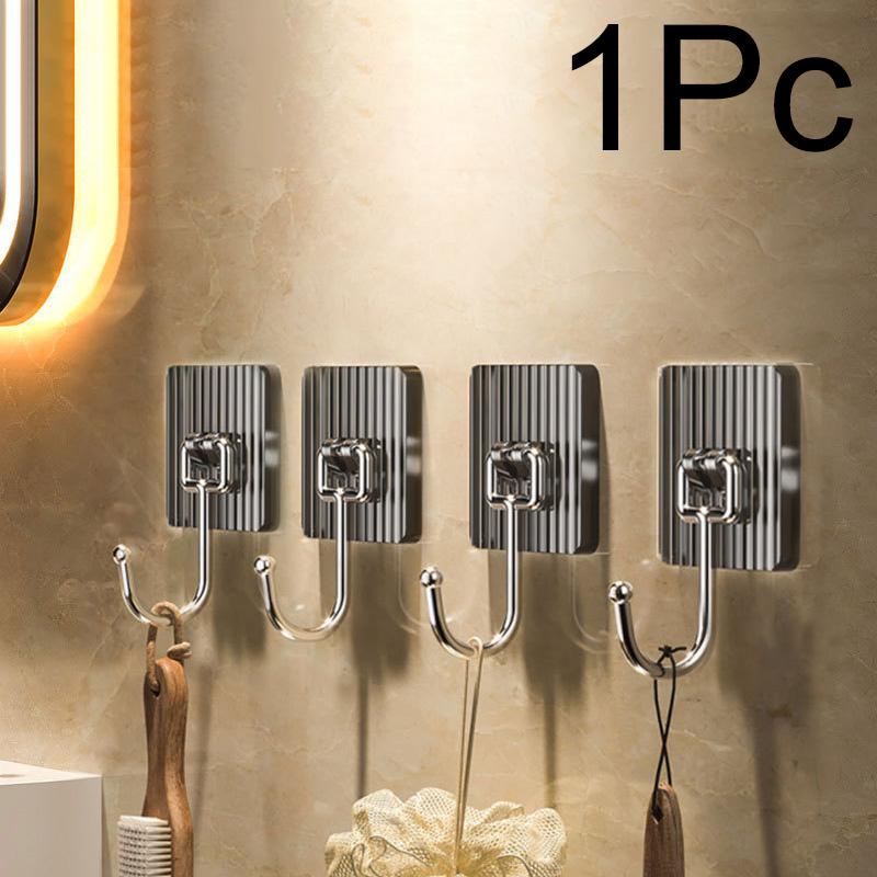 1pc Kitchen Accessories New Wall Hook Luxury Adhesive Holder Detachable No Drilling Rack Acrylic Home Storage