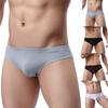 Sexy Men's Underwear Solid Color Mid Rise Ice Silk Briefs Elastic Underpants
