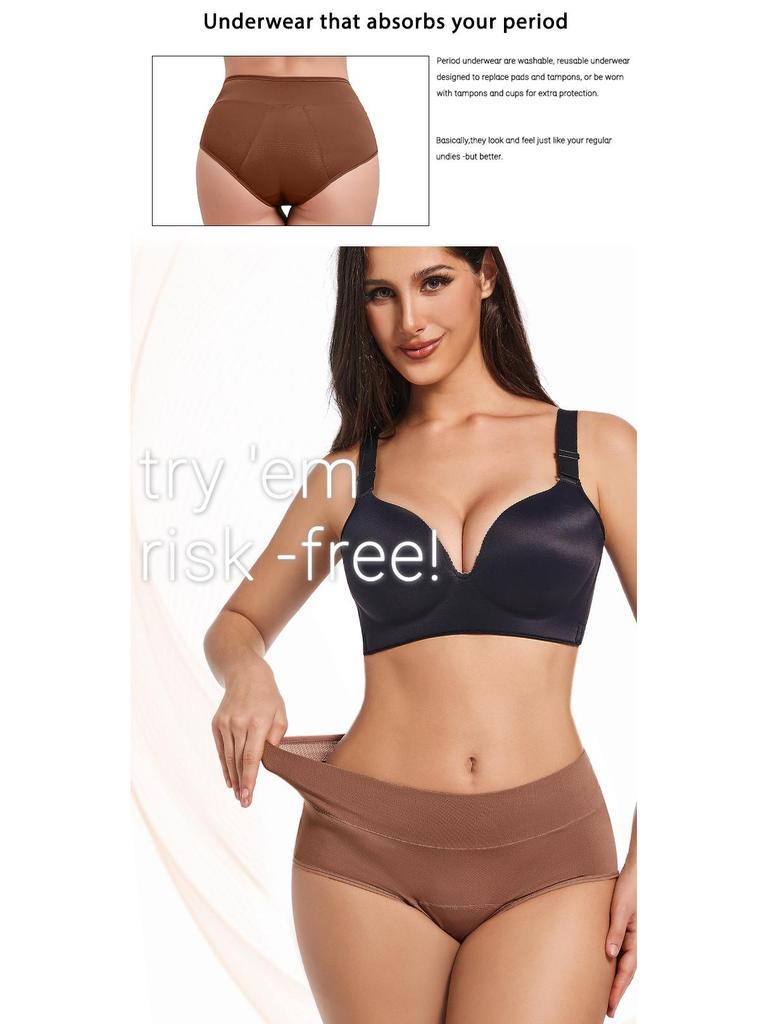 European Size Leak-proof High-waist Period Underwear - Breathable Mesh, Absorbent, Front and Back Protection