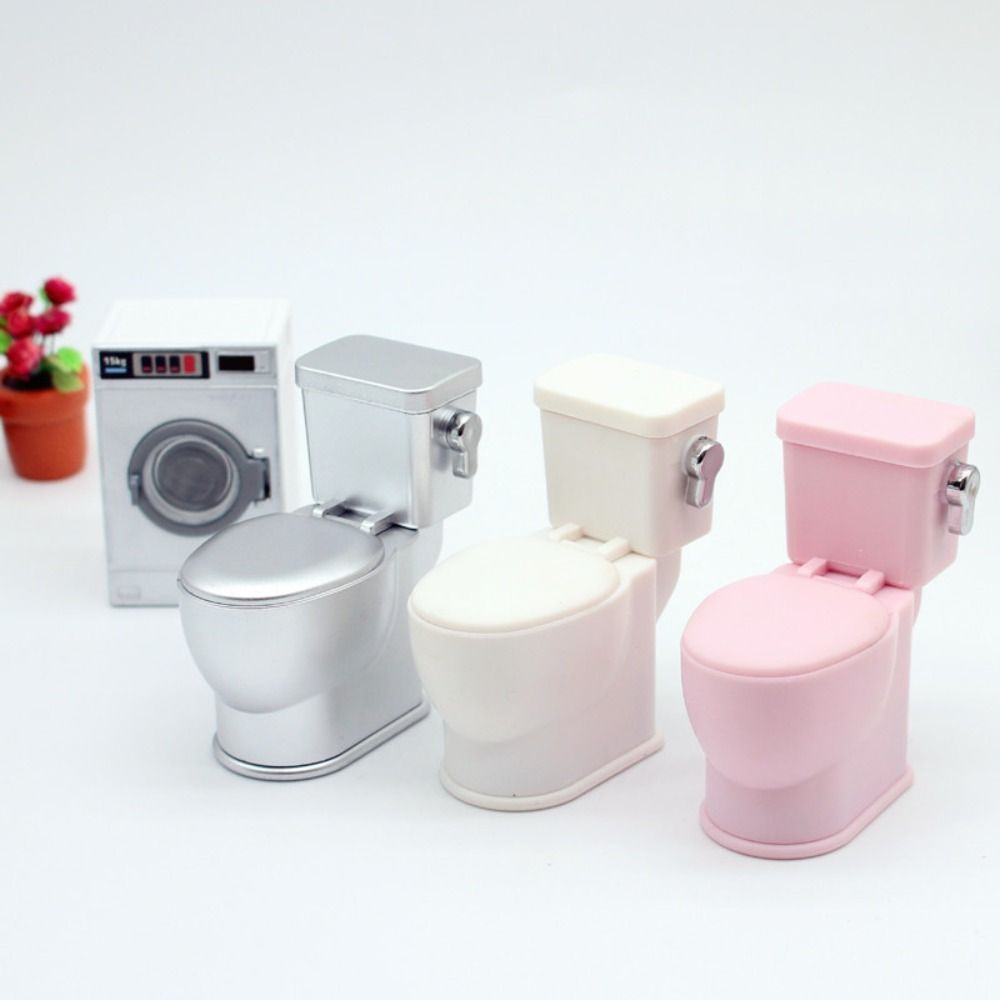 

Scene Prop Simulated Flushing Toilet Flushing Sound Miniature Toilet Toys Kids Toy рожевий