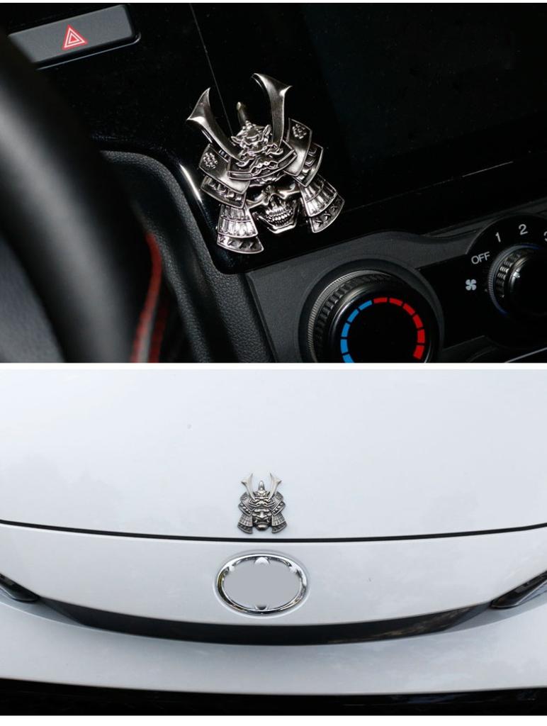 Japanischer Samurai Hannya Metall Autoaufkleber Emblem Heißes Abzeichen Totenkopf Stil Pranjna Gunmetal Kofferraum Auto Motorrad Zubehör
