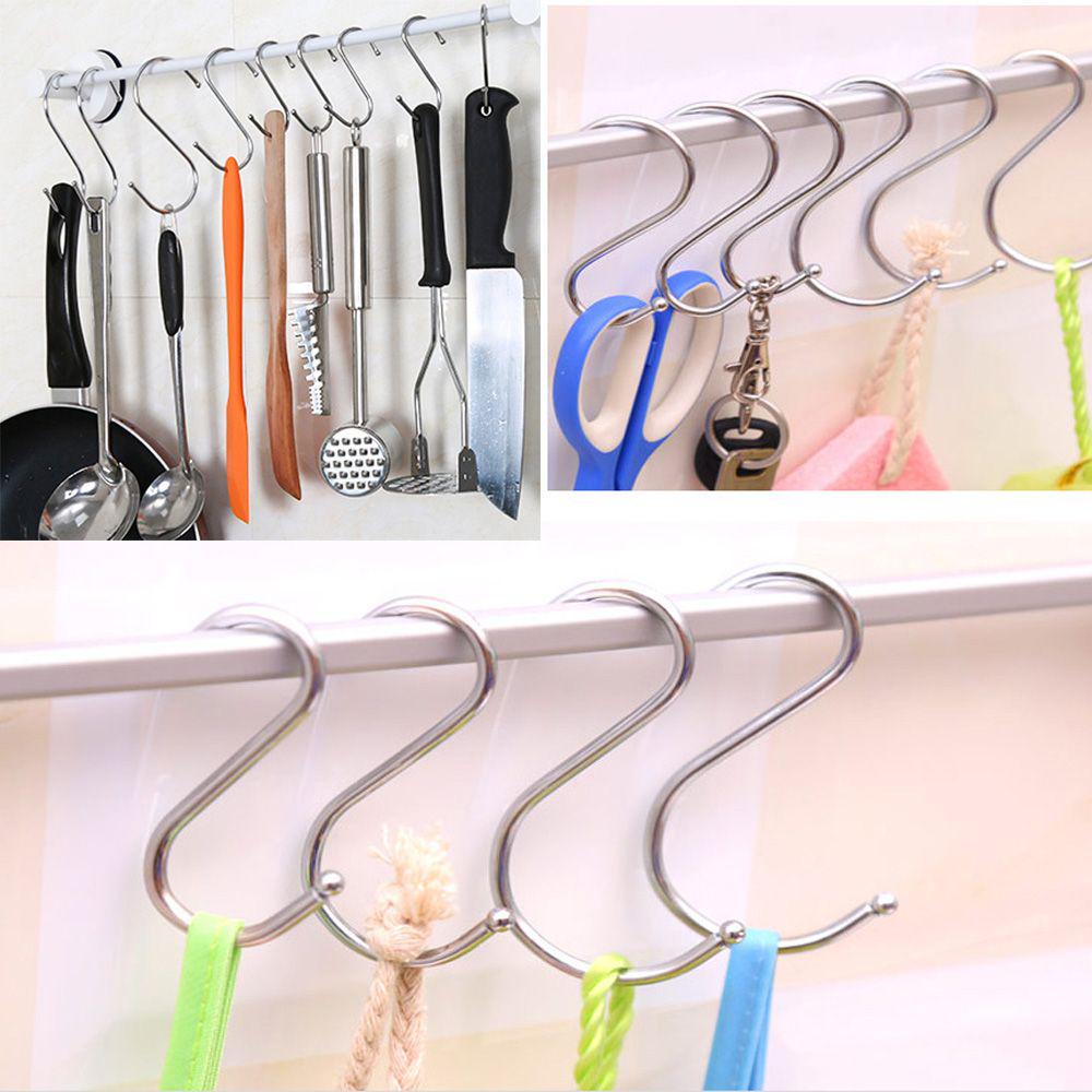 1/5/10Pcs Bathroom Holder Stainless Steel Clasps Hooks Storage Rack S Shaped Hanger Hook