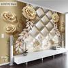 Photo 3D Gold Soft Shell Jewelry Floral Art Mural Modern Living Room Sofa Tv Background Mural Wallpaper