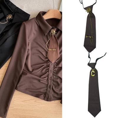 Punk Necktie Knotfree Adjustable Necktie for Teens Girl Cool Steampunk School Uniform Tie Fashion Anime Costume Neckwear