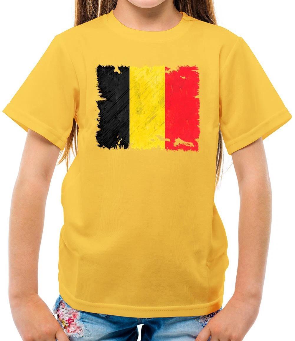 Belgium Grunge Style Flag - Kids T-Shirt - Belgian Country Travel Flags 140