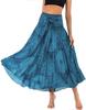 FEOYA Floral Print Lightweight Casual Long Sea for Beach Belly Dance Costumes Women's Dress, Skirt, Blue, Holidays,