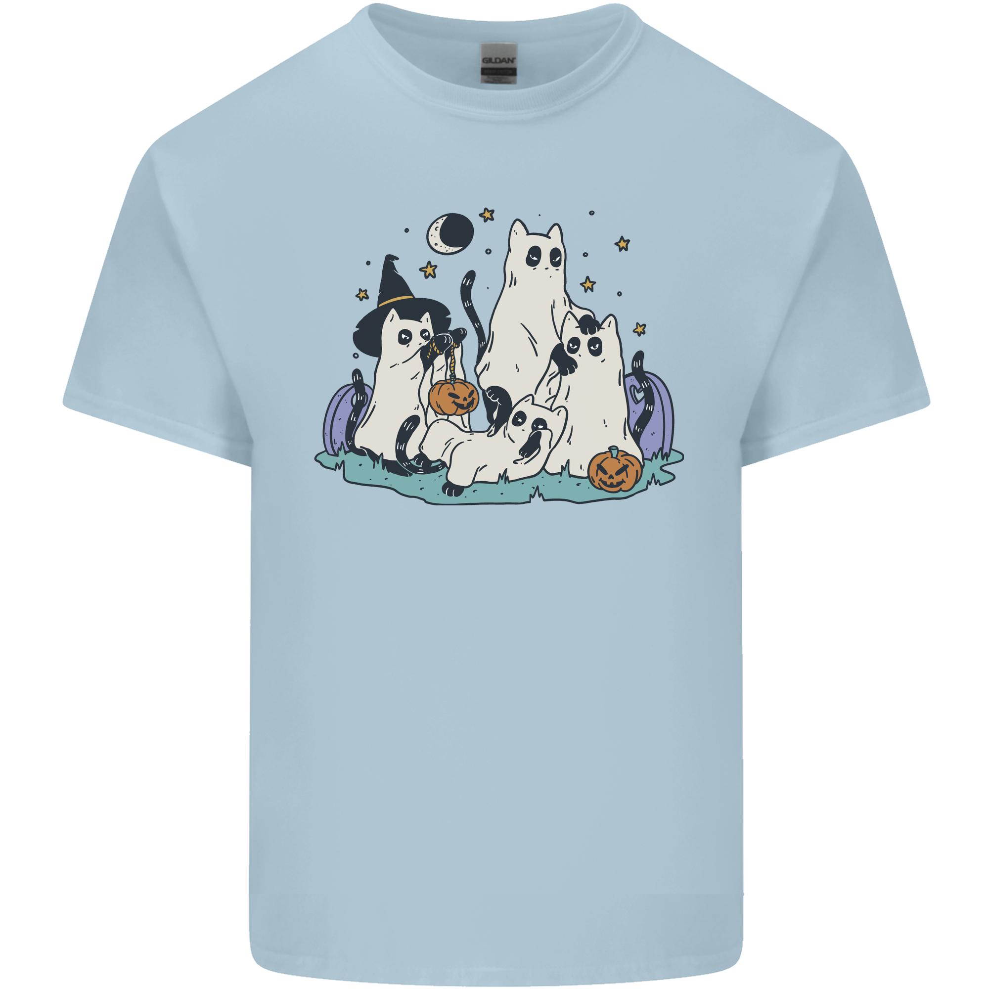 Ghost Cats Cute Halloween Unisexs Light Cotton TShirt S