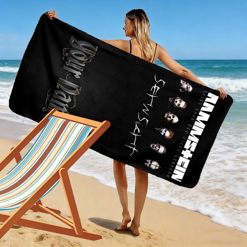 Name Custom German-language Band Print Beach Towel, Large Soft Quick Dry Towel for Beach Camping Swimming