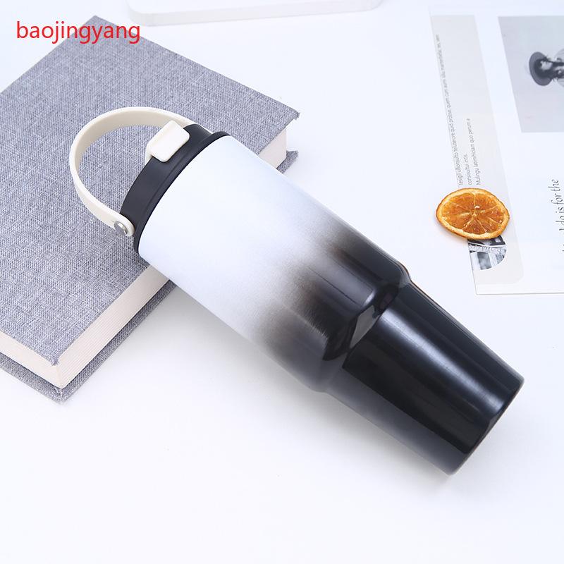 30oz Gradient Color Insulated Tumbler, 304 Stainless Steel Vacuum Cup, Portable Travel Mug with Handle