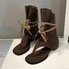 Fashion Women Heeled Sandals Lace Up Designer Shoes Ankle Fashion Dress Woman Cool Boots 2025 Summer New Clip Toe Zapatillas De Mujer