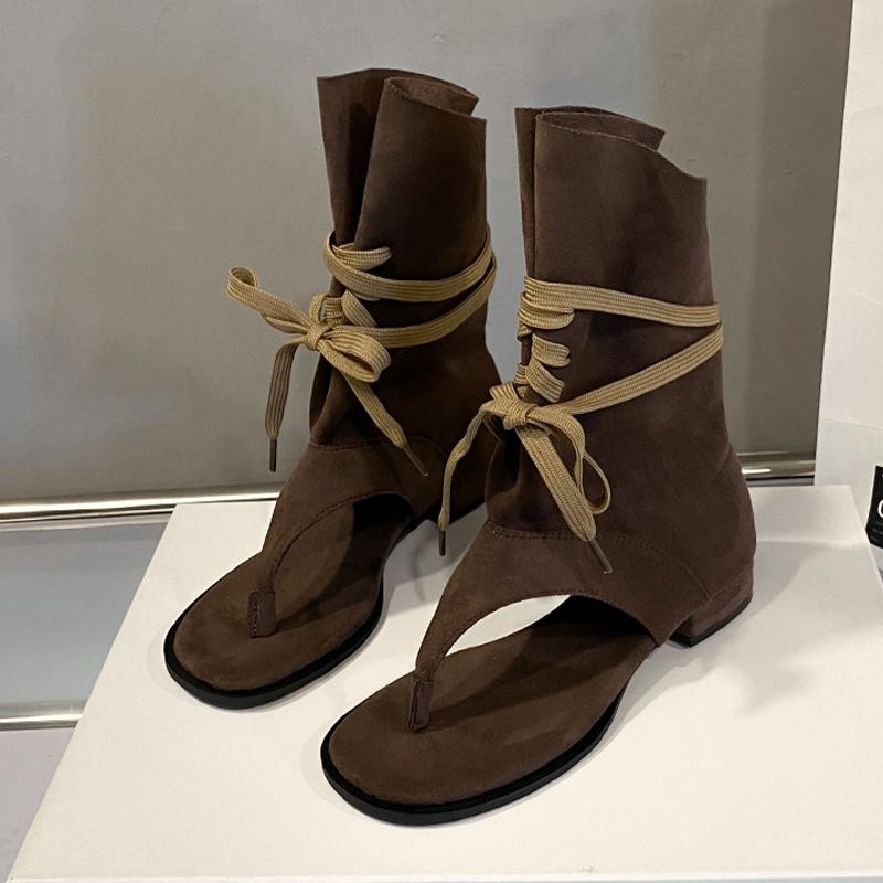 Fashion Women Heeled Sandals Lace Up Designer Shoes Ankle Fashion Dress Woman Cool Boots 2025 Summer New Clip Toe Zapatillas De Mujer