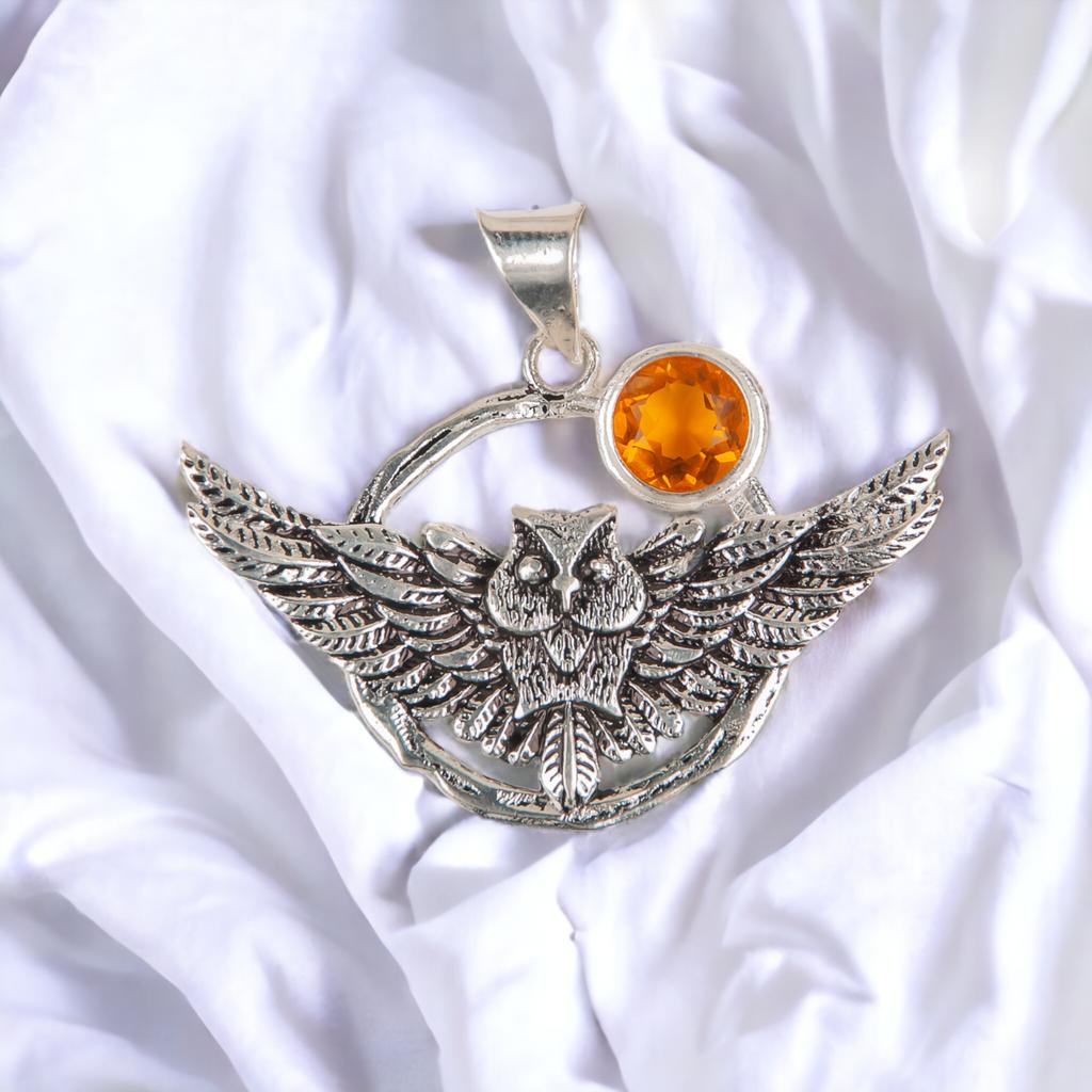Natural Gemstone 925 Solid Silver Designer Jewelry Pendant 1.48" Christmas Gift CP-17