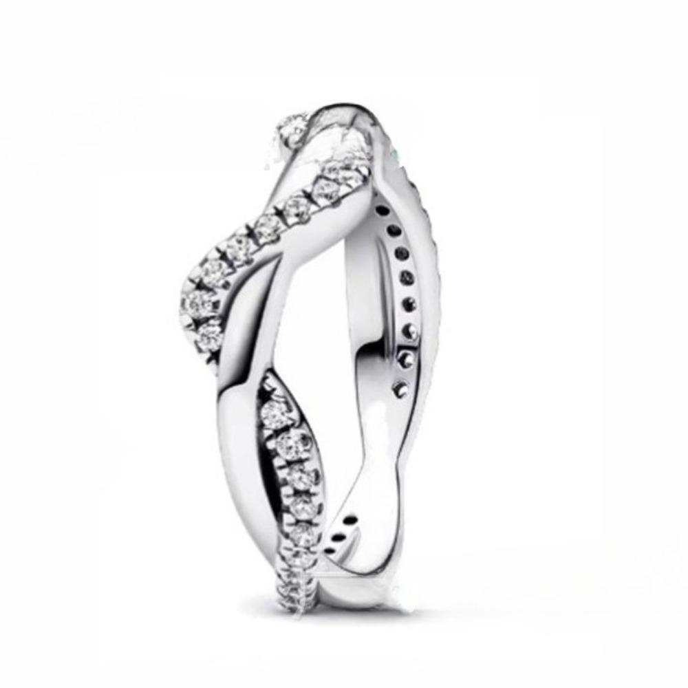 Silver Plated Brass Love Heart Diamond Ring for Women Gold and Blue Diamond Engagement Ring