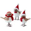 Cute Fluffy Plush Foam Bird Christmas Tree Ornament Simulated Bird Figurine with Red Hat And Scarf for Christmas Tree Mantel Desk Decoration