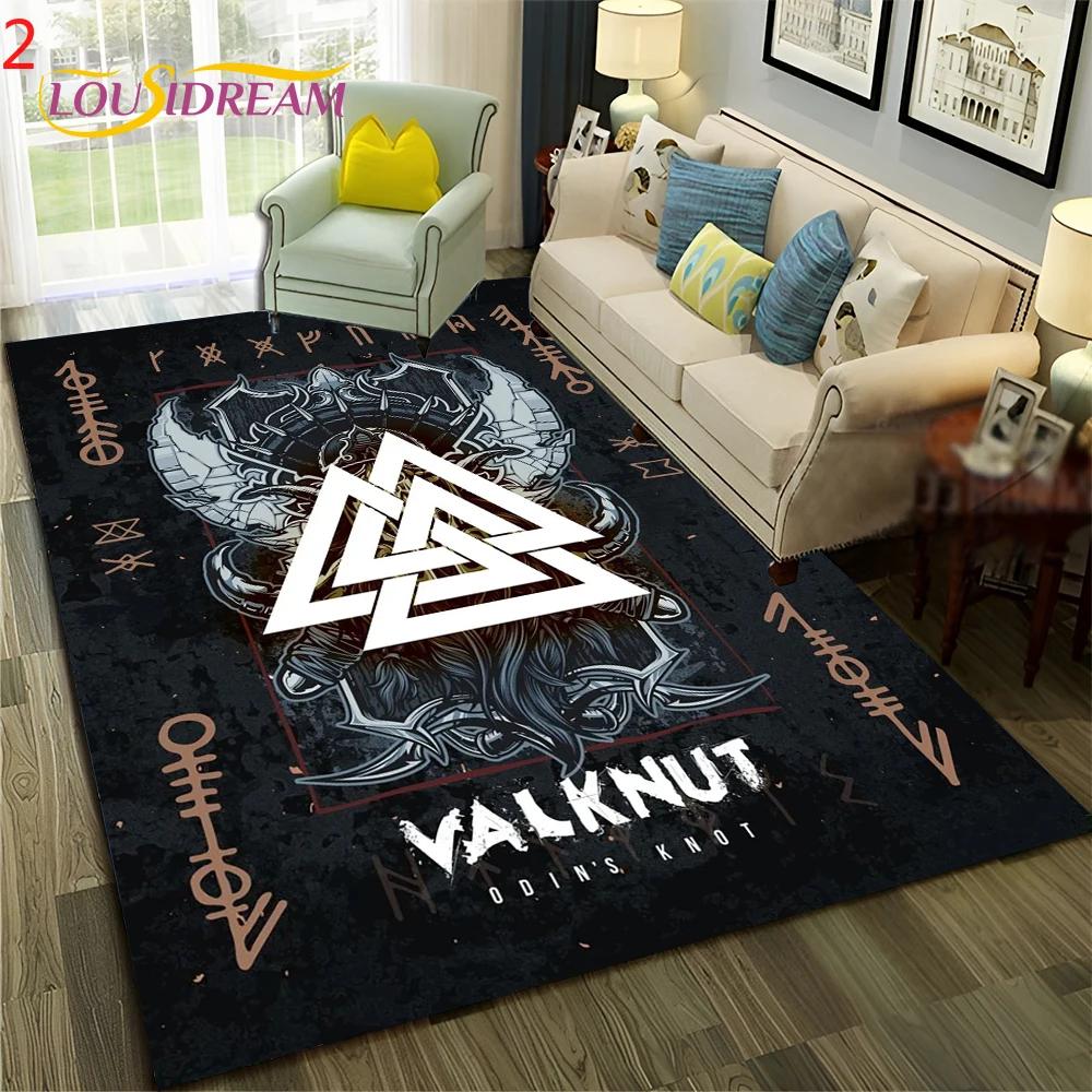 Nordic Viking Odin Valhalla Valknut Carpet Rug for Bedroom Living Room Home Sofa Decoration,Children Game Large Decor Floor Mat