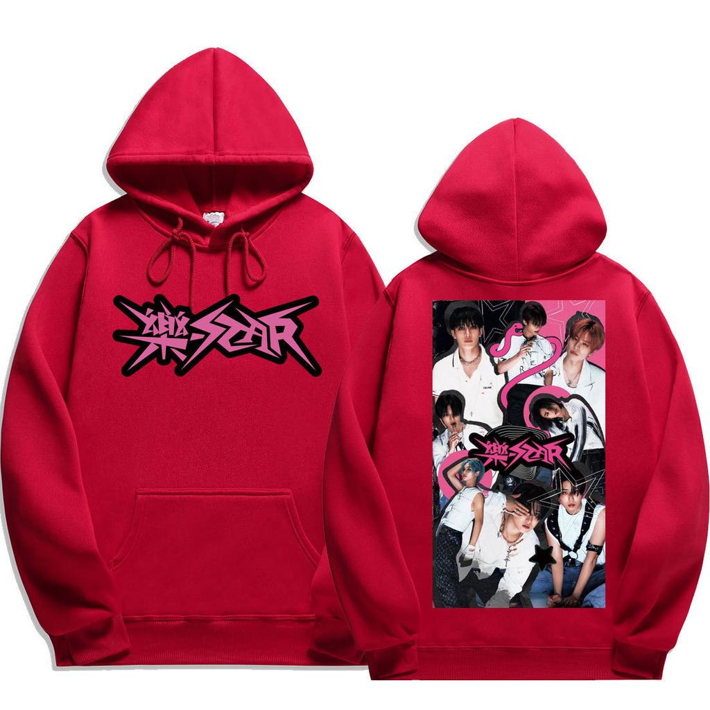 Stray Kids Rock-Star Album Double-Sided Graphic Print Hoodie Unisex Kpop Merch Casual Pullover Sweatshirt Member Photo Collage Streetwear Outerwear