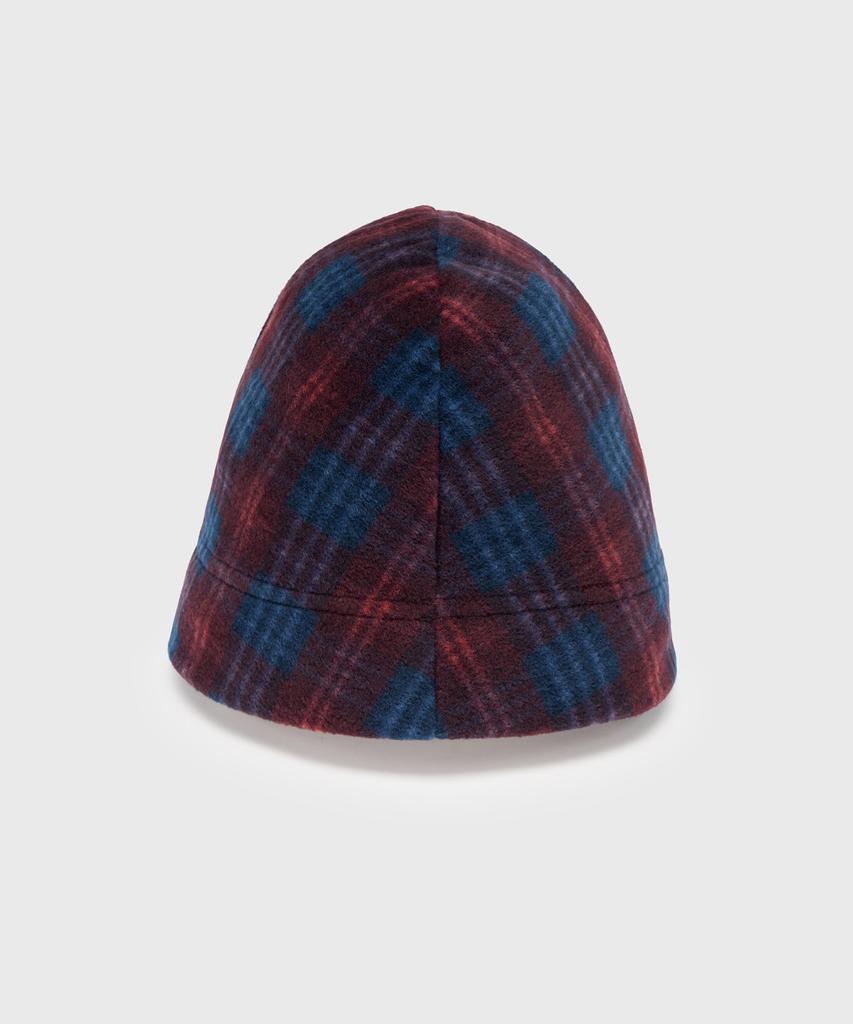 Yunse Hatch Embroidered Beanie (Burgundy Check)