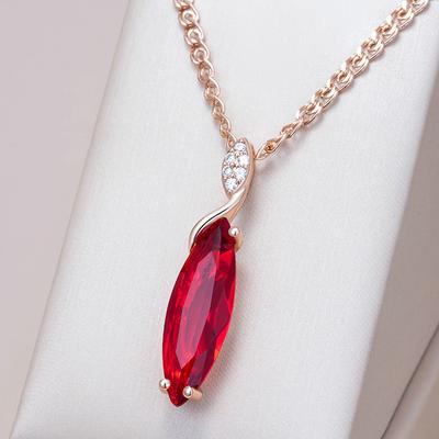 Oval Grey Crystal Pendant Necklace For Women  Rose Gold Color With Natural Zircon High Quality Daily Fine Jewelry