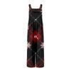 Women's Christmas Print Solid Wide Leg Strapless Tank Pocket Casual Onesie