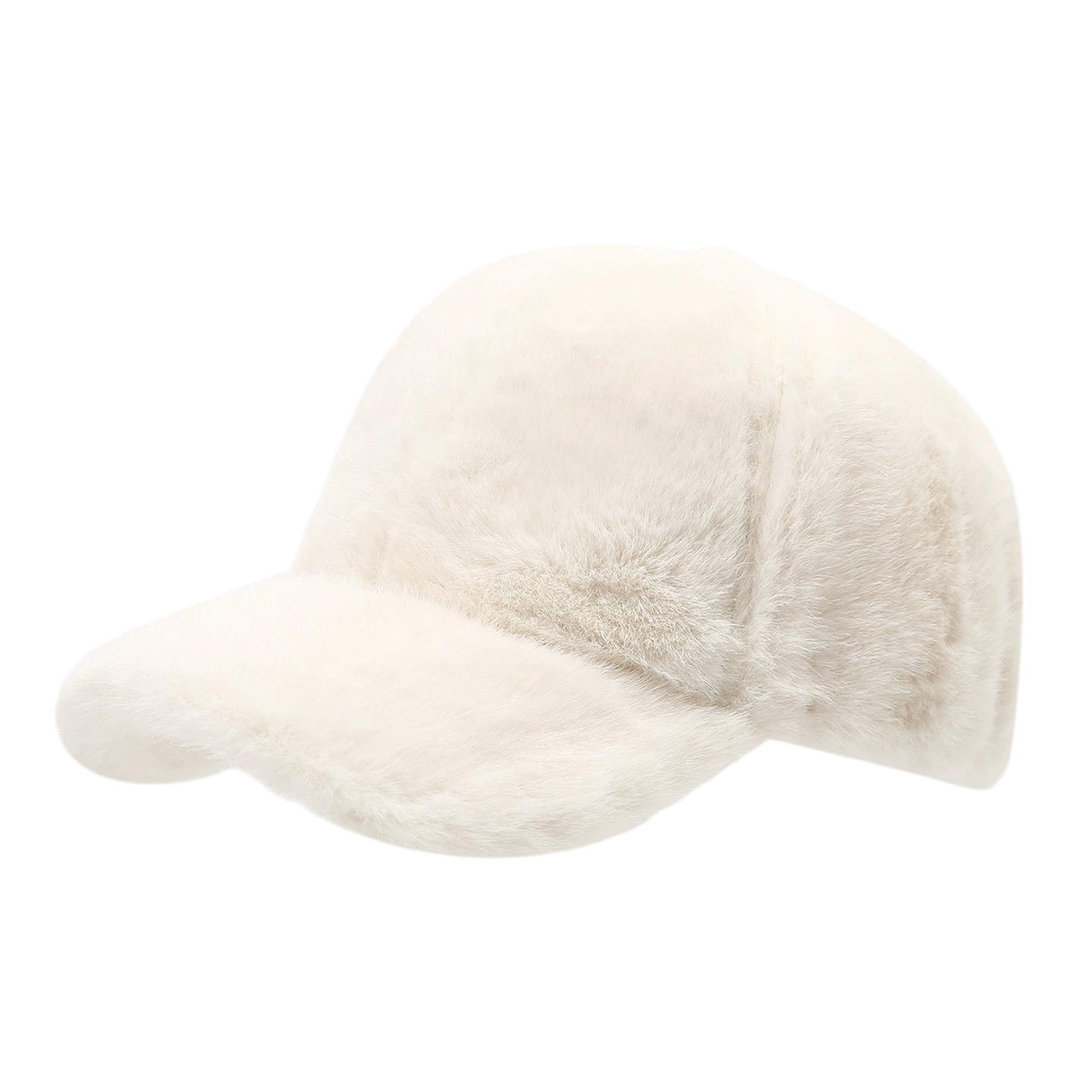 

New Solid Color Long-Haired Vacation-Style Warm Baseball Cap for Women Trendy Autumn and Winter Outdoor Casual Versatile Hat белый