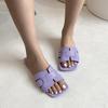 Women's Solid Color Square Head Slip-On Slippers - Breathable, Flat Design for Home, European & American Style