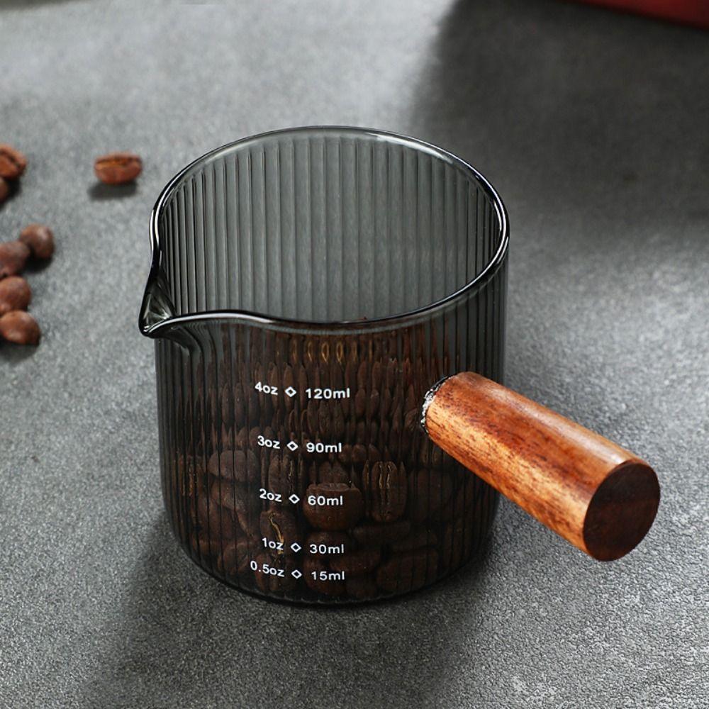 Grauer Milchbecher Glas Messbecher Leicht zu reinigen Espressotasse Milch Espresso Shot