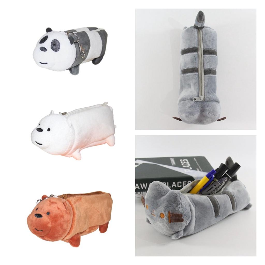 Cat Plush Pencil Case Bear Patterned Stationery Storage Bag Student Gift Present