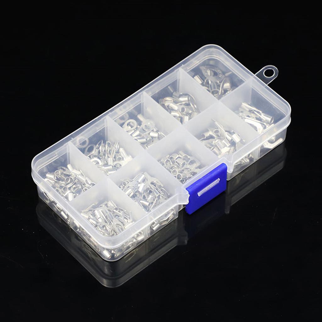 320 PCS Brass Non-Insulated Ring Fork Terminal Crimp Electric Wire Terminals Battery Cable Terminals High Conductivity