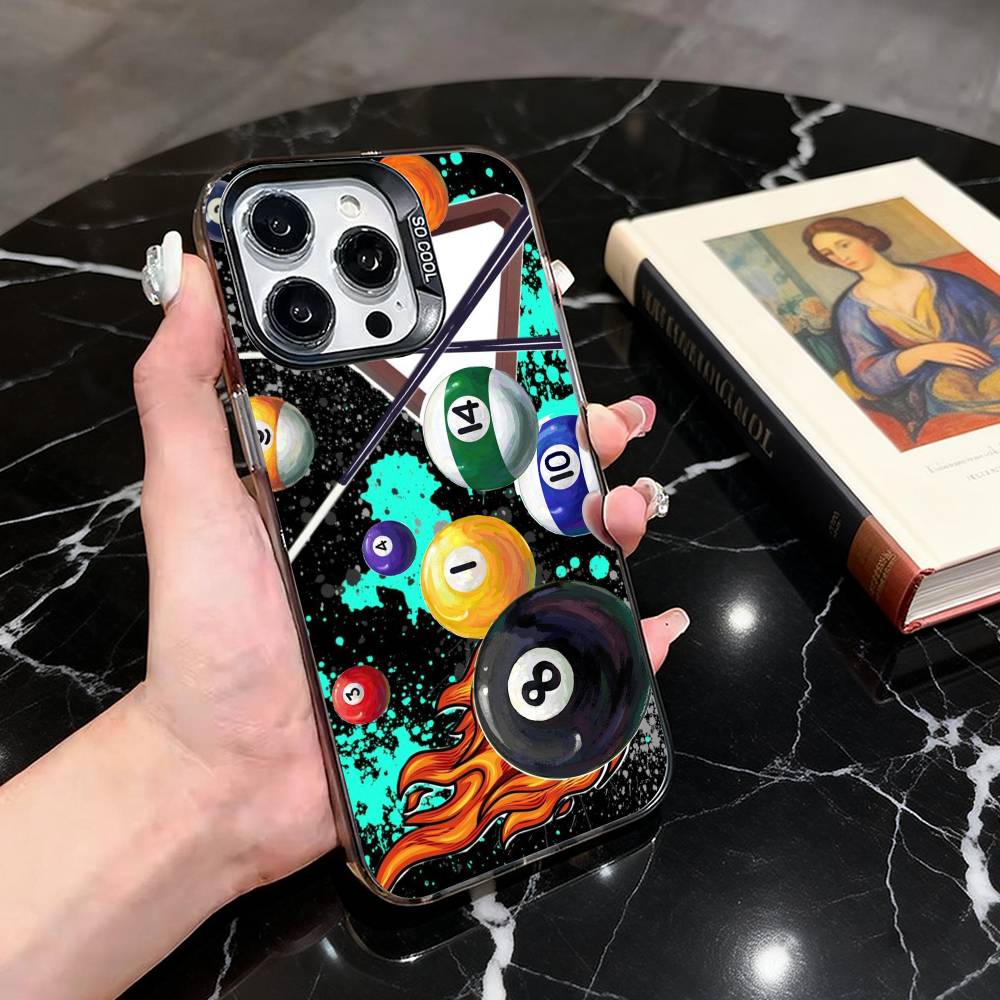 Billiards 8 Ball Aesthetic  Phone Case For iPhone 17,16,15,14,13,12,11 Plus,Pro Max,XS,Colorful Silver Phone case Funda Cover