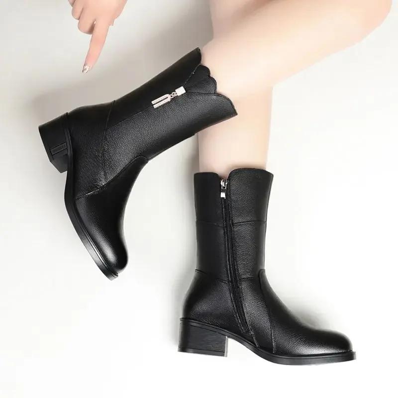 Fashion Large Size Warm New In Half High Boots for Women Leather Footwear Gyaru Work Sale Quality on Promotion Pu Mid Calf Shoes Woman
