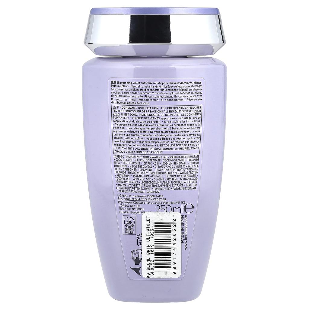 Kerastase, Champú morado Bain Ultra-Violet, 8.5 onzas líquidas (250 ml)