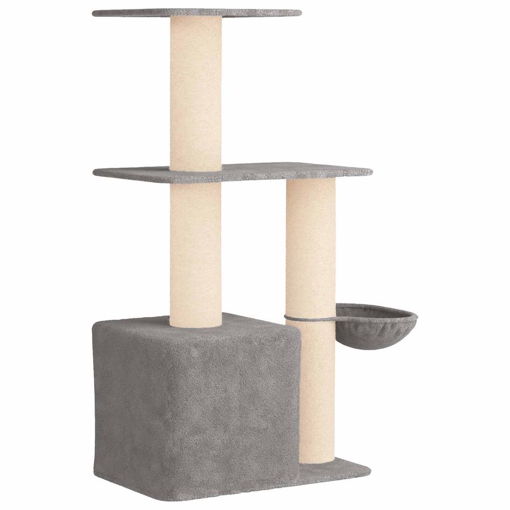 Cat Tree with Sisal Scratching Posts Light Gray 133 Cm