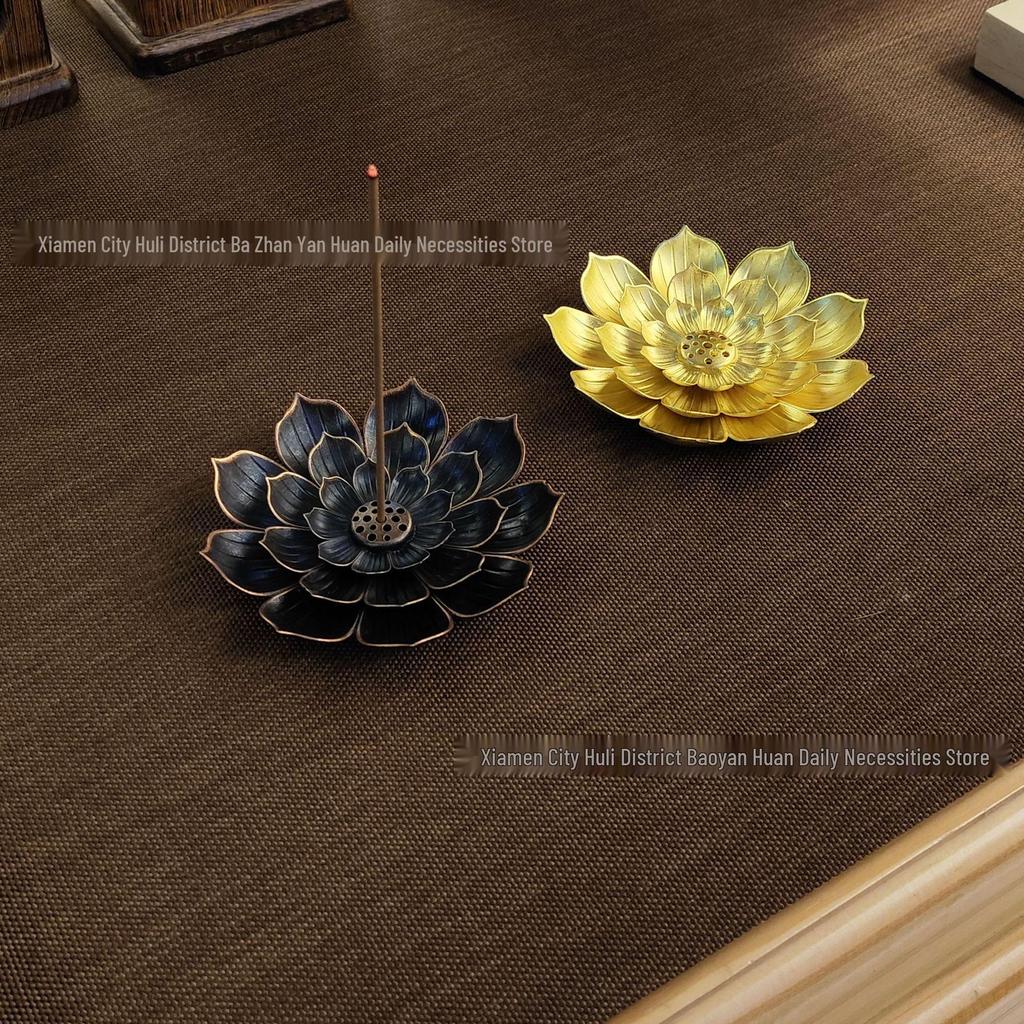 Lotus Alloy Multi-Hole Incense Holder and Burner for Aromatherapy