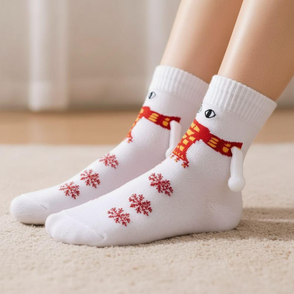 Med Uttryck Roliga Julstrumpor Tecknad Par Matchande Strumpor För Kvinnor Män