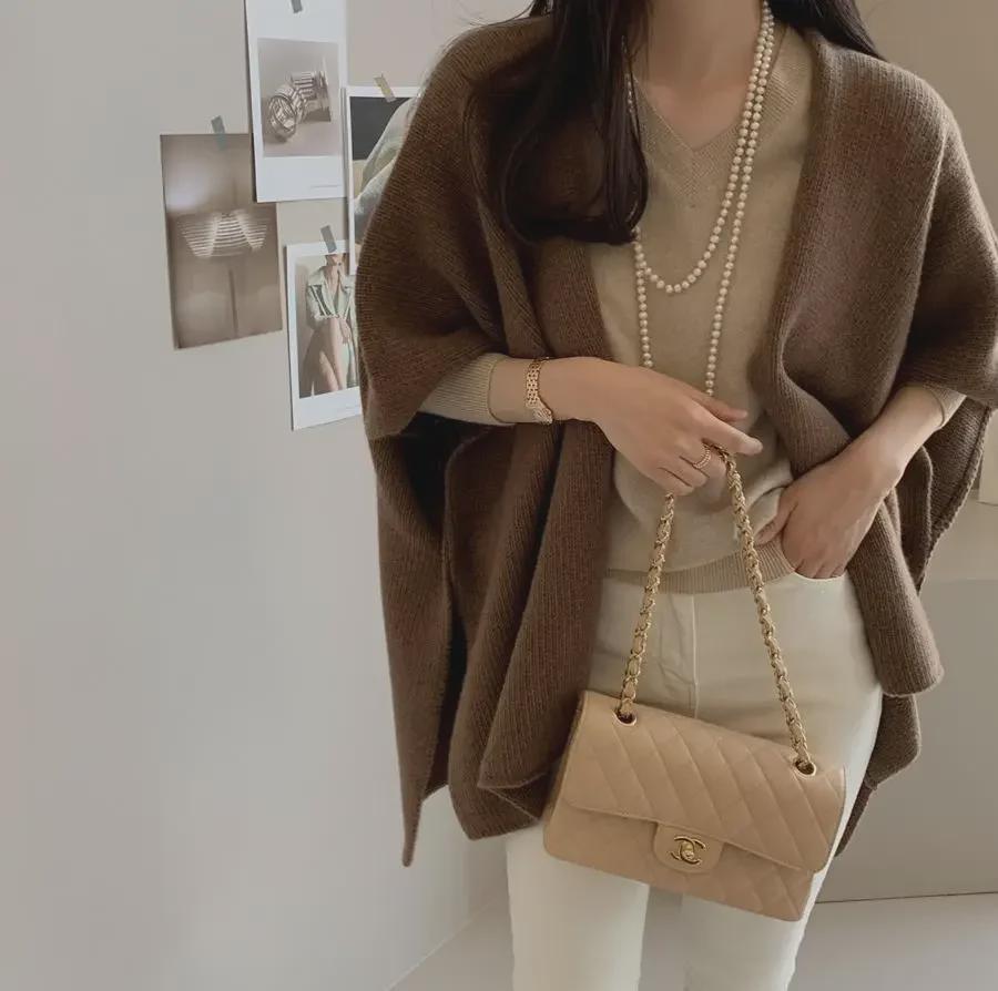 Chaleco de lana de punto de moda versátil de corte holgado en forma de H para mujer