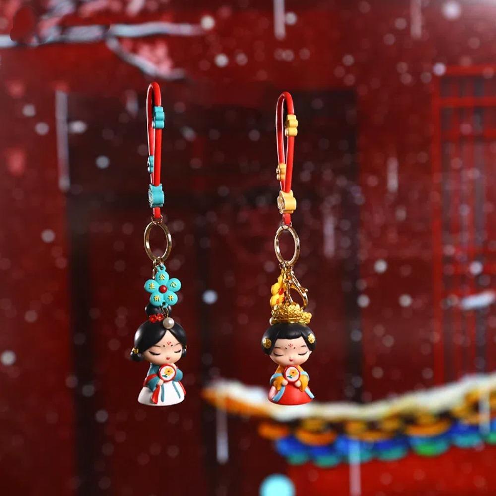 Bag Hanging Chinese Style Keychain Silicone Rubber Car Key Ring Cute Cartoon Dolls Pendant  Girls