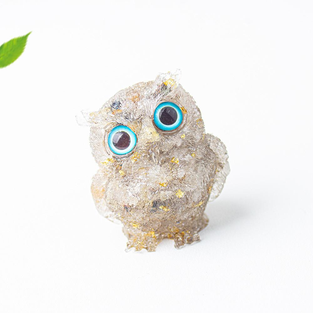 Figurine Hibou en Résine Cristal Pour Décoration Maison Bureau Cadeau Pour Amis Et Famille
