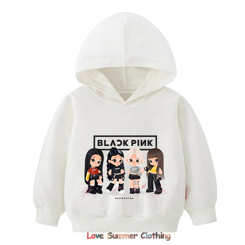 MINISO Kpop BP Jump 2025 Hoodie Roze Meisjes Band Kleding 4-14 Jaar Schattige Anime Grafische Trui Zomer Comfortabel Y2K Tops 150