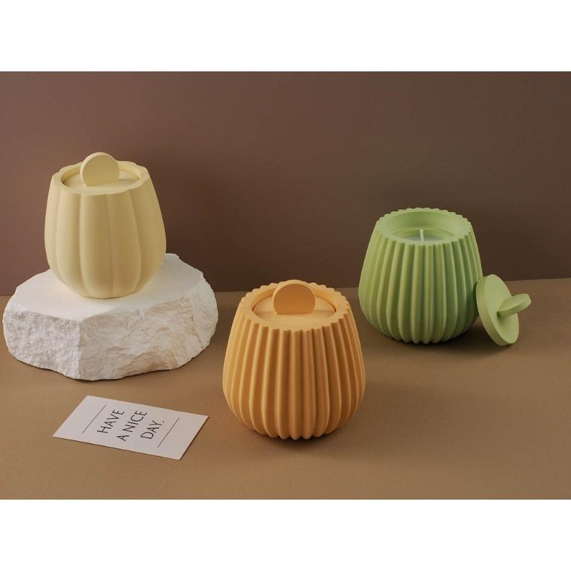 Striped Jar Candle Holder Resin Molds Tray Silicone Molds Resin Epoxy Ornaments Casting Mold for DIY Candlestick Jewelry