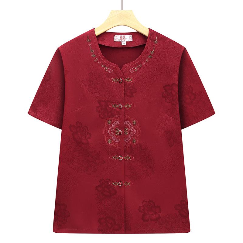 

Summer Embroidered Short-Sleeve Top for Women XL (90-108 jin) червоний