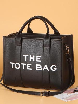 Solid Color PU Leather Women's Tote & Crossbody Shoulder Bag - Large Capacity, Simple & Casual Design