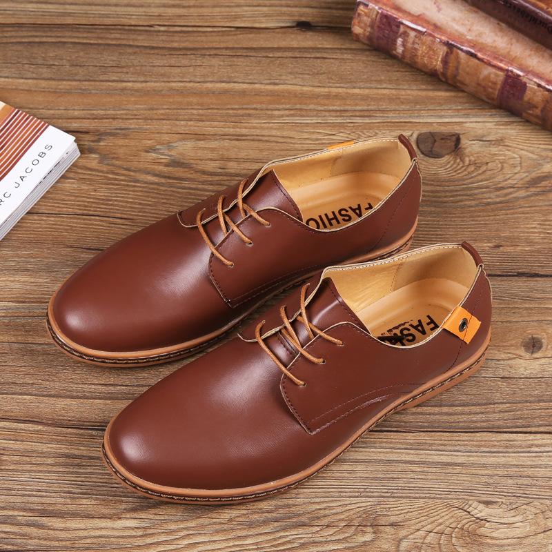 2025 foreign trade shoes men's large size board shoes lace-up casual leather shoes Korean version trend single shoes men