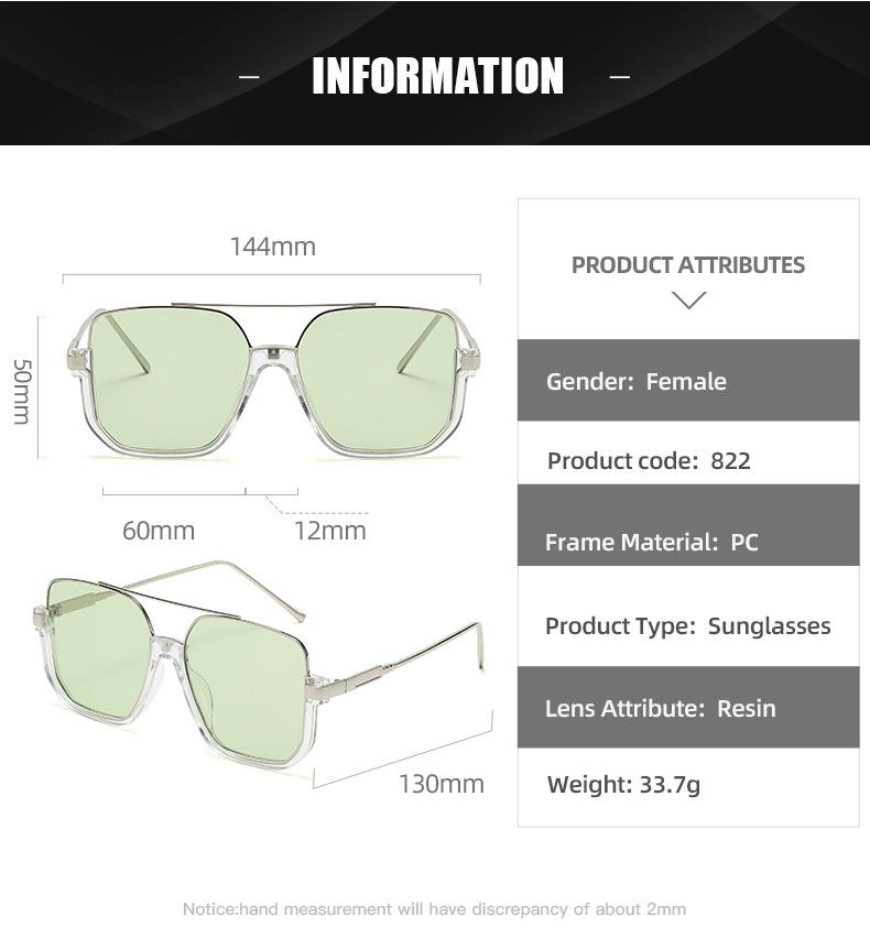 Vintage Oversized Sunglasses Fashion Men Women Square Shades Eyewear Trendy Ins Popular Brand Design UV400 Sun Glasses