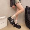 Fashion 2025 New Fashion Style Shoes Women Patent Leather Platform Loafers Punk Metal Buckle Shoes Women Chunky Heel Uniform Shoes