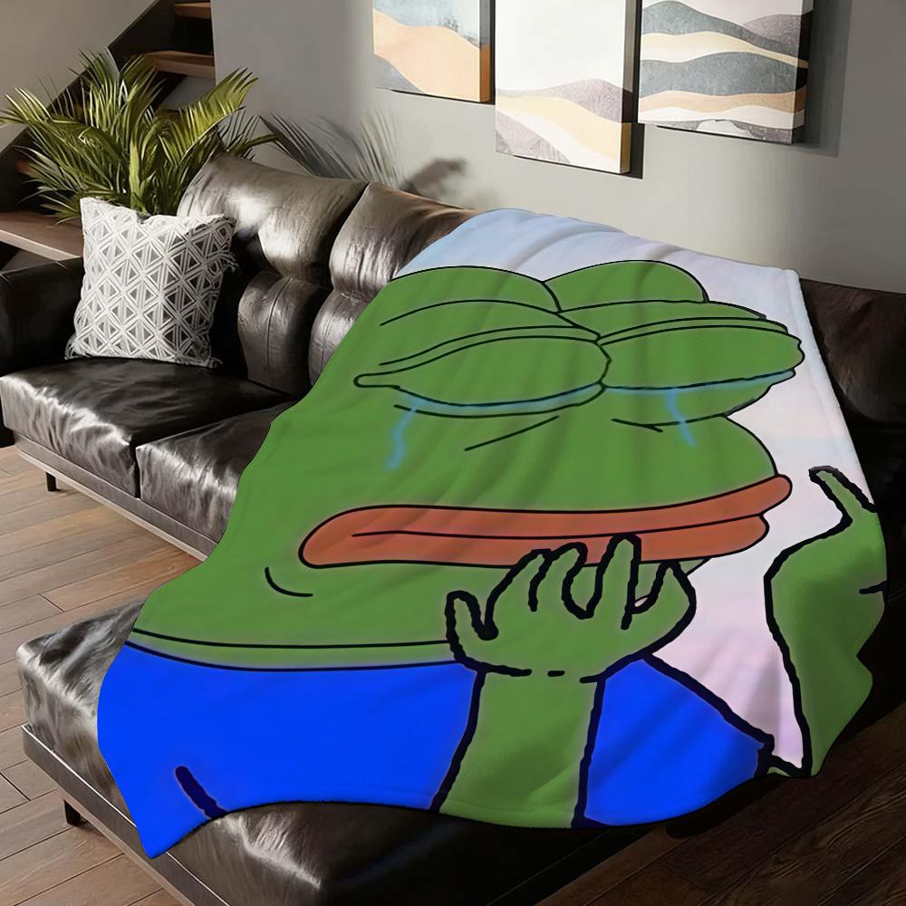 Funny Emoticons P Pepe the F Frog Blanket For Sofa Office Bed Plane Travel Sleep Read Relax Camping Soft And Warm