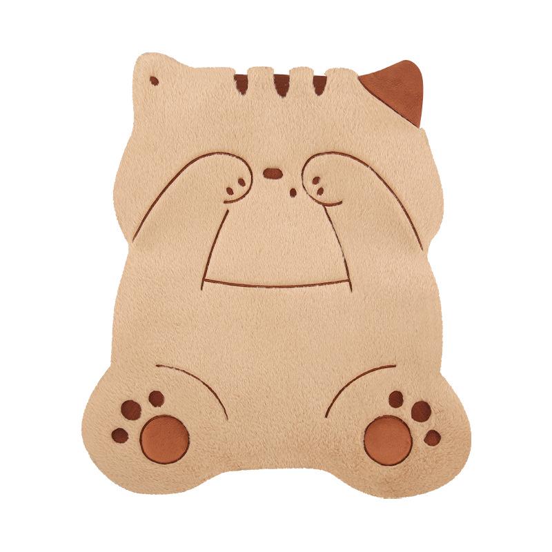 Universal Shy Cat Plush Winter Car Seat Cushion - Non-Shedding, Cartoon Design for Five Seats