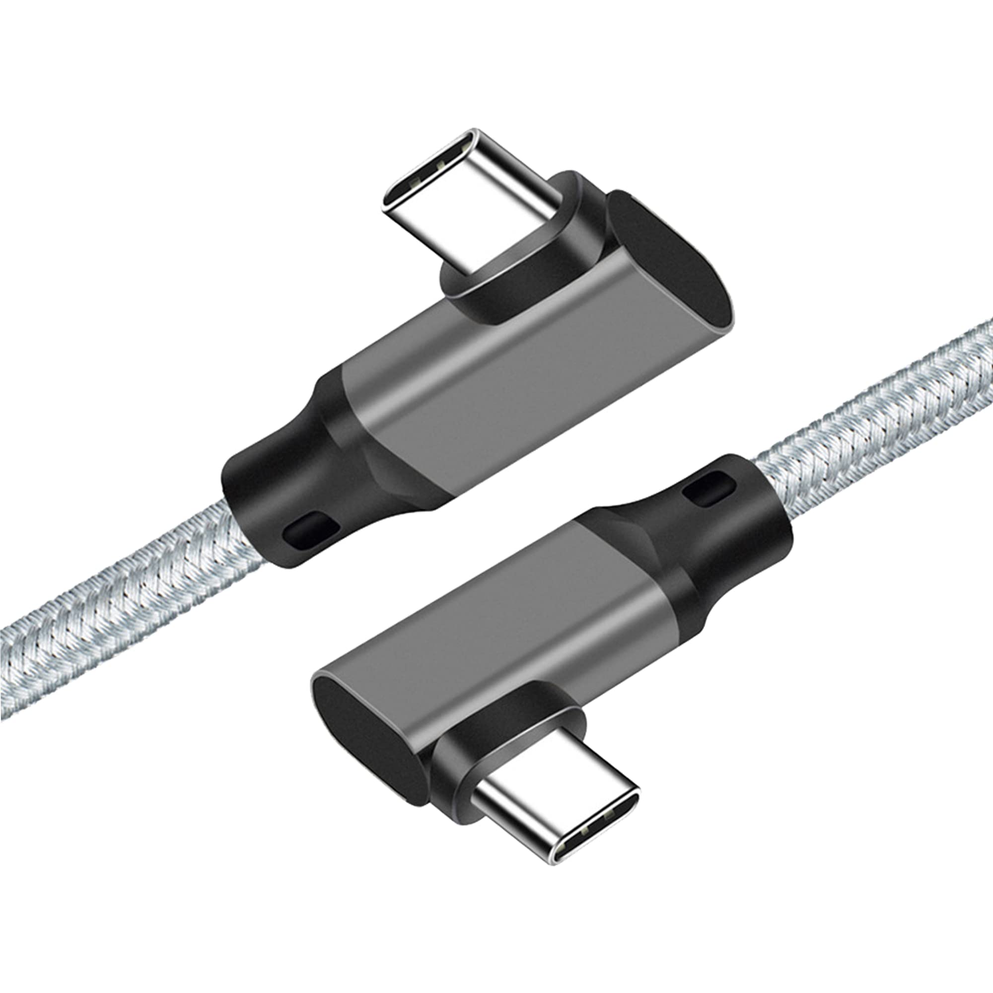 

SLEIJAOOE 2м Кабель USB Type C под прямым углом Передача 100 Вт Быстрый видеокабель Совместим с такими устройствами, как и Игровые консоли 3.2 (Серый) [Скорость 20 Гбит/с, серый